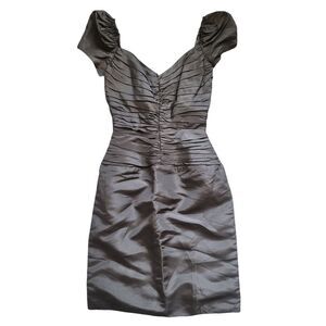 Vintage Tadashi Pleated Off The Shoulder Black Cocktail Dress Size 4